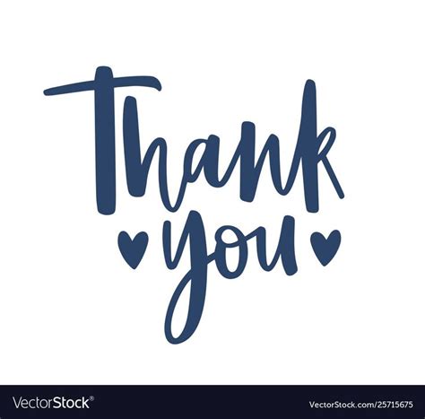 Thank You Word Handwritten With Cursive Royalty Free Vector Lettering