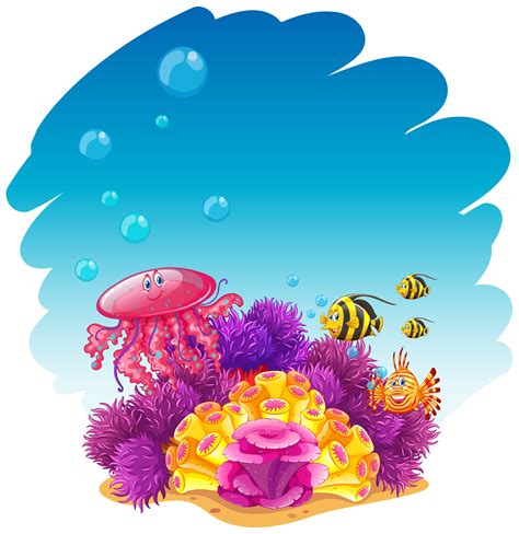 Underwater Scene With Jellyfish And Corals 365660 Vector Art At Vecteezy