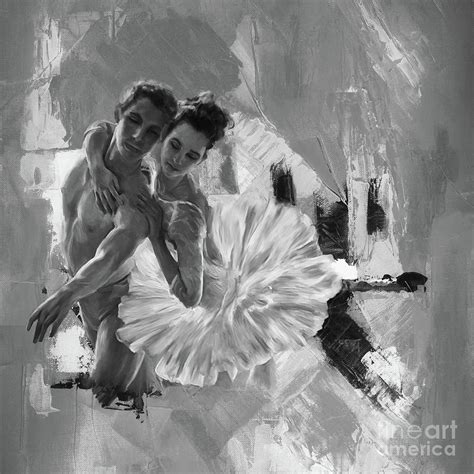 Ballerina Couple Black And White Painting By Gull G Pixels