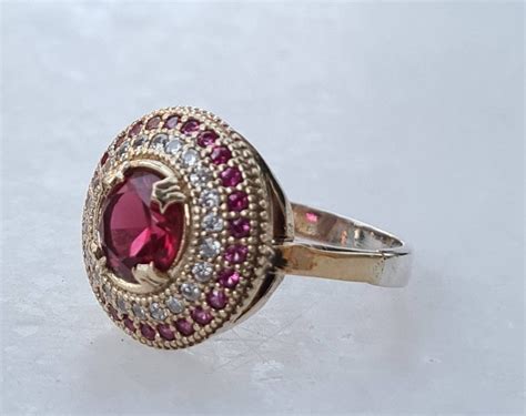 Ruby Ring Sterling Silver Ruby Ring Antique Style Ring Etsy