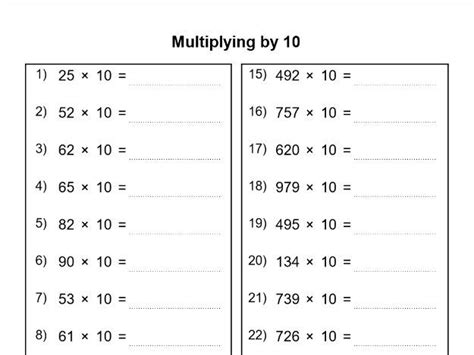 Multiplying Whole Numbers By 10 100 And 1000 Teaching Resources