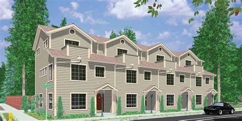Choose from various styles and easily modify your floor plan. 4 Unit Row Home with Rear Garage - 38022LB | Architectural ...