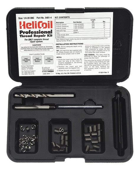 Helicoil 5401 4 Thread Repair Kit 304 Ss 14 20 36 Pcs
