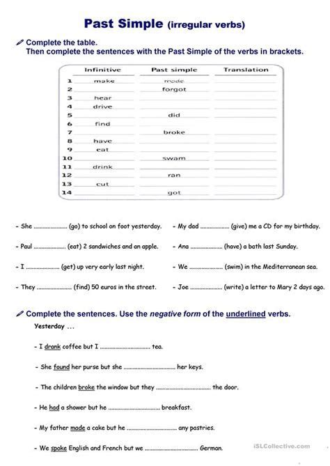 Simple Past Tense Regular And Irregular Verbs Worksheet Regular And