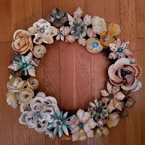 Seashell Wreath Seashell Art Seashell Crafts Floral Wreath Oyster