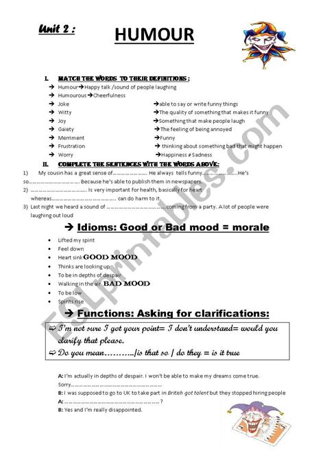 Humour Esl Worksheet By Jonas1981