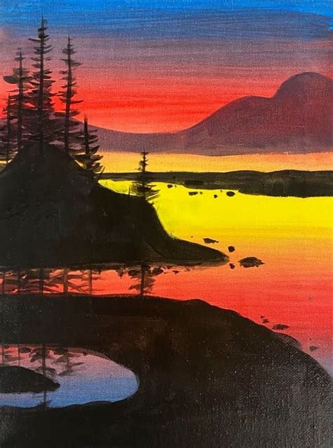 Sunset Lake Painting Tutorial Scyap