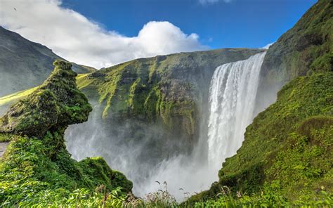 Skogafoss Waterfall In Iceland Fond Décran Hd Arrière Plan