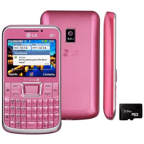 Celular Desbloqueado Lg Tri Chip C333 Rosa Com Câmera 32mpteclado