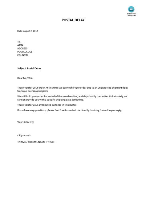 Postal Delay Notification - Do you need a Letter informing ...