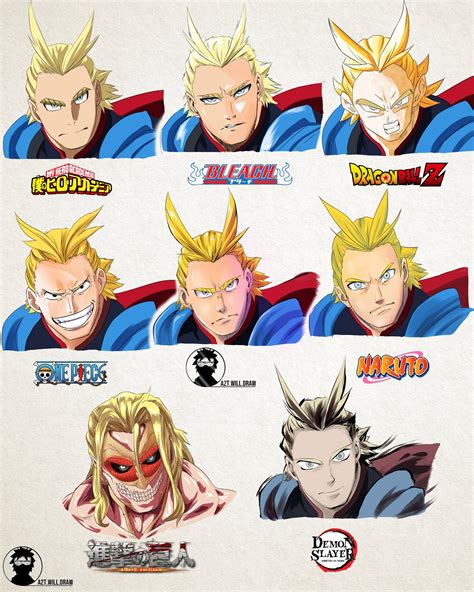 All Might In 8 Famous Manga Styles By A2twilldraw On Instagram R