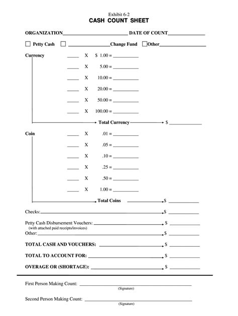 Free Printable Cash Count Sheet