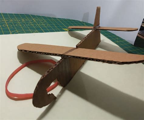 Diy Rubber Band Powered Cardboard Plane 8 Steps Instructables