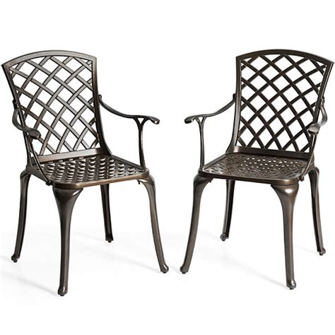 Bushey roll top upholstered dining chair (set of 2). Buy Costway Outdoor Cast Aluminum Arm Dining Chairs Set of ...