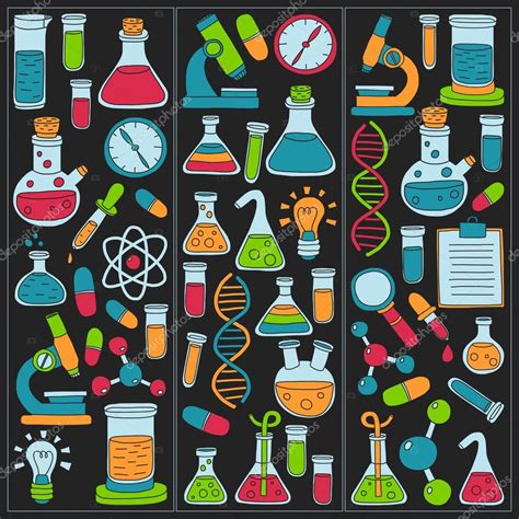 Chemistry Pharmacology Natural Sciences Vector Doodle Set Stock Vector