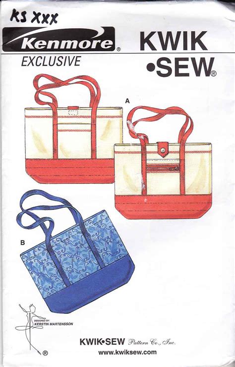 Kwik Sew Sewing Pattern Xxx Kenmore Tote Bag Exclusive
