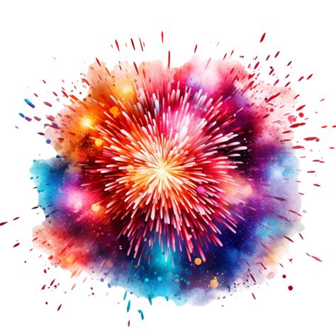 Colorful Fireworks Watercolor Illustration Ai Generated 33051697 Png