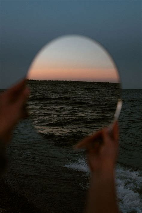 Sunset Beach Mirror Photography Aesthetic Beach Mirror Mirror