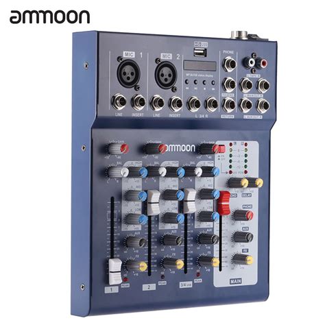 Ammoon F4 Usb 3 Channel Digtal Mic Line Audio Mixing Mixer Console For