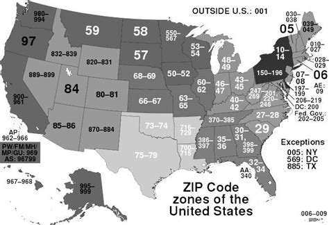 United States Zip Codes Postal Area Codes