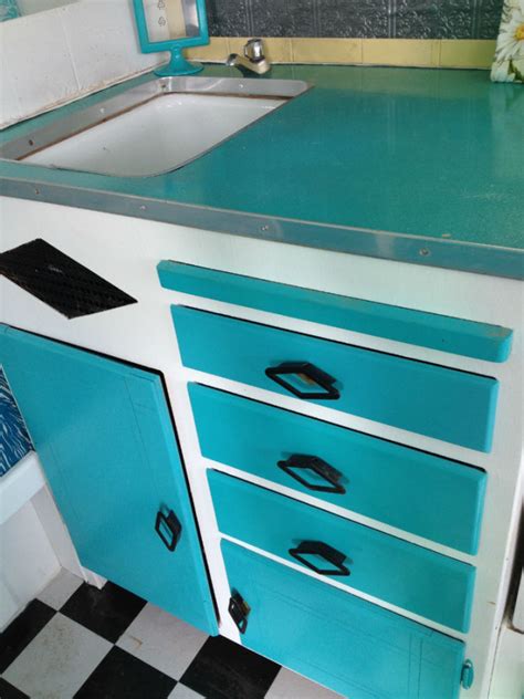 Vintage Travel Trailer 1958 Terry Turquoise And White