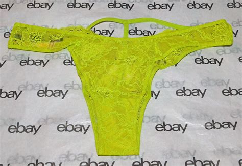 new victoria s secret very sexy brazilian panty neon yellow lace crystals large ebay