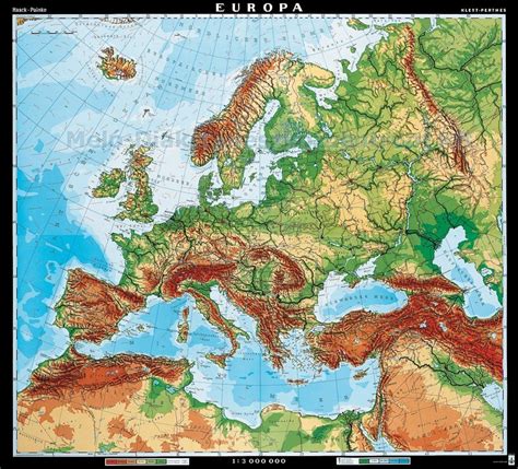 Europa Harta Fizica Limba Germana Materialedidacticero