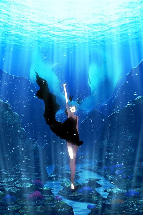 1206972 Anime Girls Standing Deep Sea Black Dress Women Dress