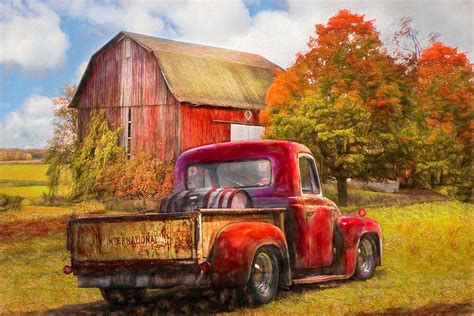 Old International Pickup Truck Oil Painting Photograph By Debra And