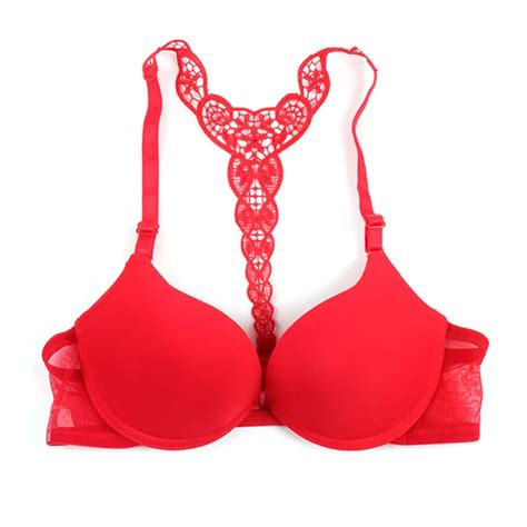Sexy Women Front Closure Lace Racer Back Racerback Push Up Bra Smooth