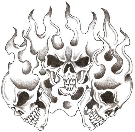 Skulls And Flames Skull Coloring Pages Skulls Drawing Skull Tattoo