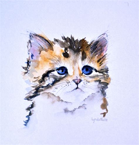 Watercolor Cat Painting By Lynda Nolte