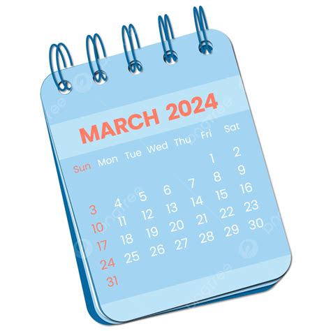 Gambar Maret 2024 Vektor Kalender Berbaris Kalender Transparan Png