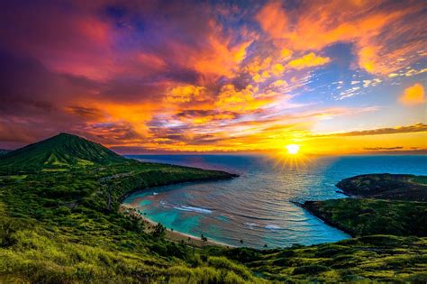 firesky hanauma bay oahu beautiful landscapes beautiful sunset nature photography