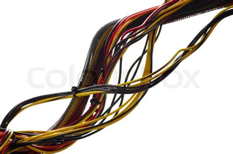 Colored Computer Wires Against The Bright Background Stock Photo