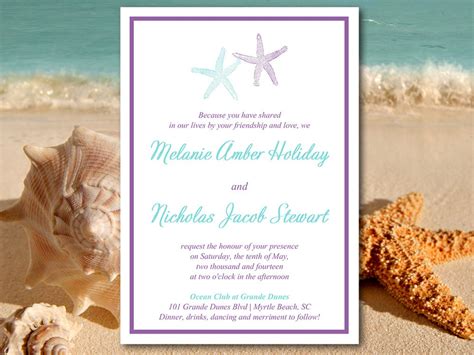 Beach Wedding Invitation Template Starfish Invitation
