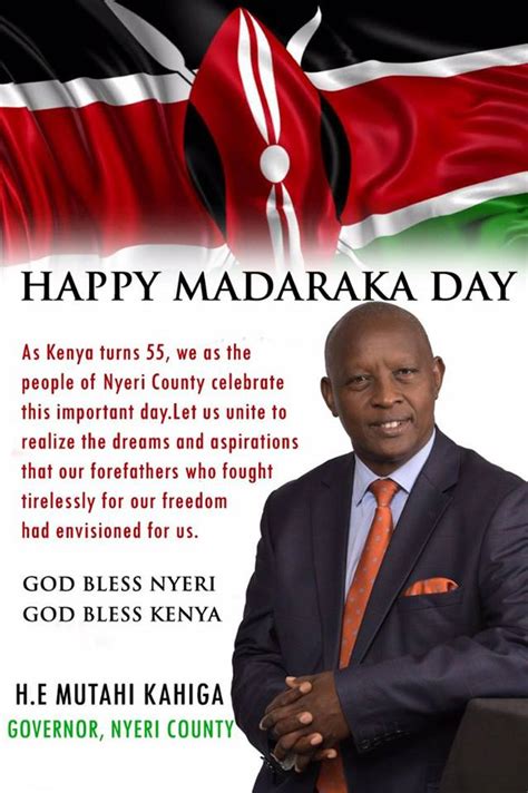Madaraka Day Message From Hon Mutahi Kahiga Governor Nyeri County