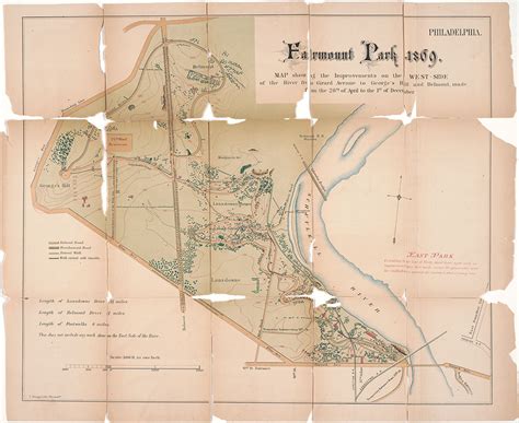 Fairmount Park 1869 Map Showing The Improvements On The West Side Of