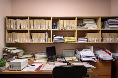 A Tidy Office With Neatly Organized Documents And Files Ready For
