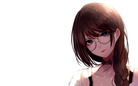 Pretty Anime Girl Brown Hair Glasses