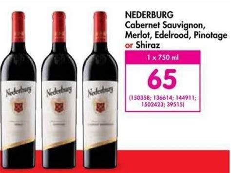 Nederburg Cabernet Sauvignon Merlot Edelrood Pinotage Or Shiraz 750 Ml Offer At Makros Liquor