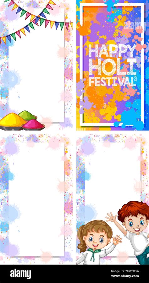 Four Border Templates With Holi Festival Theme Stock Vector Image And Art
