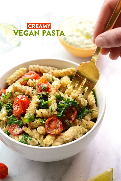 Creamy Vegan Pasta With Sautéed Kale And Tomatoes Fit