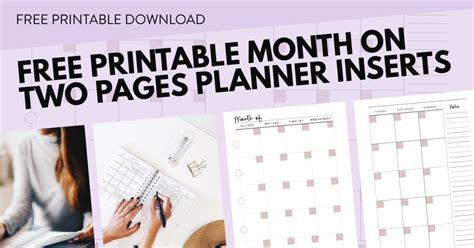 Free Printable Planner Blush Nude Month On Two Pages Planner Inserts Wendaful Planning