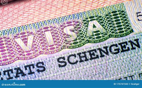 Visa Stamp In Passport Closeup European Visitor Visa At Border Control