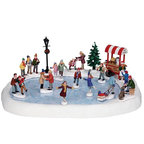 Lemax Village Collection Set Of 18 Christmas Village Accessory Village Skating Pond With Sound