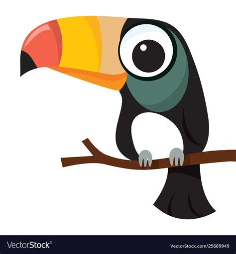 Little Cute Toucan Cartoon Character Royalty Free Vector