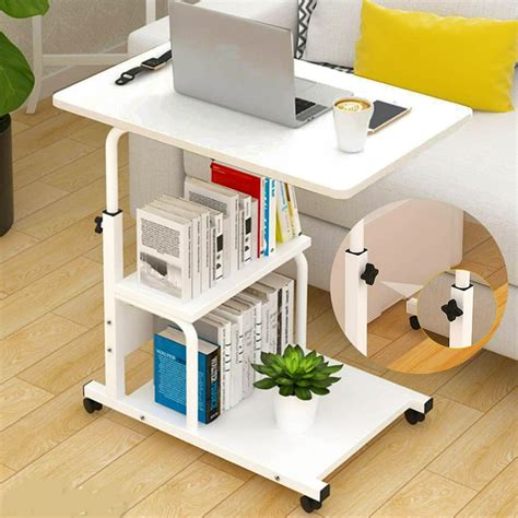 Mobile Standing Desk With Storage Shelves Height Adjustable Sofa Side