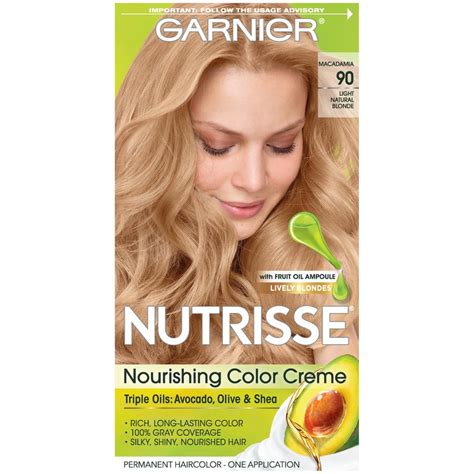 Garnier Nutrisse Nourishing Hair Color Creme 90 Light Natural Blonde Macadamia 1 Kit