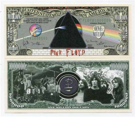 Rock Band Pink Floyd 1 Million Dollars Color Novelty Money Terrific